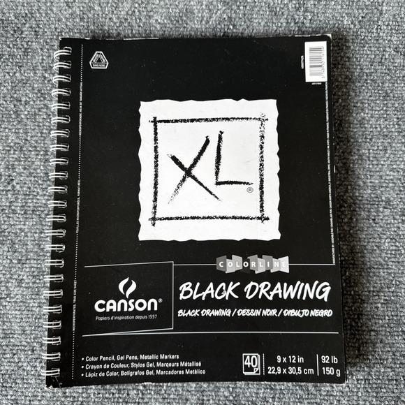 Canson Other - Canson XL Black Drawing Pad Paper, Side Wire, 9 x 12 Inches